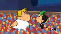 Owen and Duncan in a ball pit.