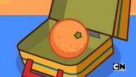 Owen sees a grapefruit in his lunchbox.