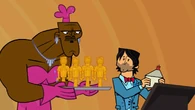 ChrisChefThemeTDA.png (507 KB) Chef arrives on-stage, wearing his pink dress and holding a tray of Gilded Chris Awards.