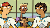 Wayne and Raj fist bump for the merge.