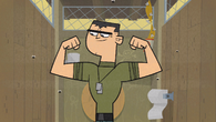 Brick showing off his muscles in the confessional.