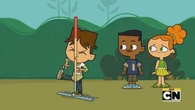 Cody accidentally hits himself with the rake again.