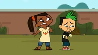 Leshawna's reaction to Izzy hitting Beth with a ball.