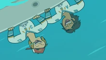 Wayne and Raj laugh at their idea of the lake turning into ice.