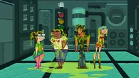 Beth, Leshawna, Lindsay, and Justin all get slimed at once.