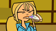 Bridgette eats the pizza.