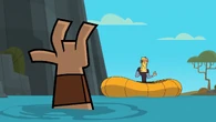 Rock finds Spud in the river.