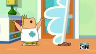 Beary gets hit by one of the clouds.