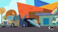 The alien's spaceship gets taken away.