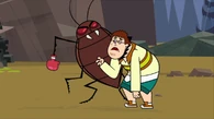 Sam after getting punched by the mutant beetle.