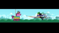 Duncan smashes a pinata.