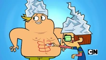 Owen is almost ready to fight the lice monster.