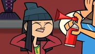 Chris blows an airhorn to silence the campers' complaining.