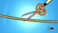 Duncan cuts the rope.