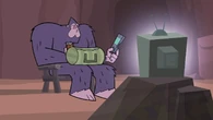 Runaway Model (39).png (547 KB) Sasquatchanakwa watches television in his cave.