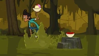 Mal pushes Gwen into the swamp.