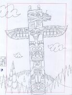 A rough draft of a totem pole.