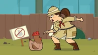 MacArthur threatens a chicken.