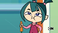 Gwen eats a carrot.