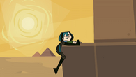 Gwen attempts to go over the pyramid by herself in Walk Like An Egyptian - Part 1.