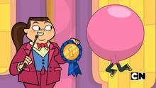 MacArthur congratulates Cody for winning the bubble blowing contest.