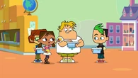 Courtney gives Harold, Owen and Duncan a friend sticker.