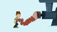 Cody holding onto Team Amazon's tiny sausage.