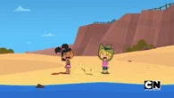 Katie and Geoff cry after Duncan destroys their sandcastle.