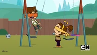 Beth hits Cody with her stick.