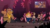 Team Maskwak is confronted by Bling Bear in This Is the Pits!