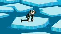 Gwen lands safely on an ice floe…