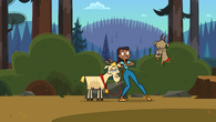 Priya scared by her goat.