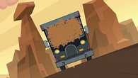 The Total Drama Dirtbags' bus is bombarded with chocolate.