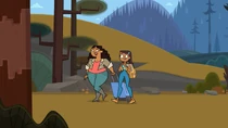 Millie and Priya walking