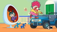 Owen gets attacked by animal balloons.