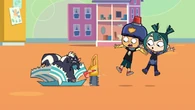 The skunk scares away Duncan and Gwen.