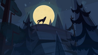 A wolf howls at the moon.