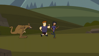 The Stepbrothers are chased by the kangaroo to the Chill Zone.