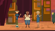 Harold, Leshawna, and Bridgette dancing in Sisters.