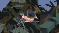 A TV crashes on Sugar's face.