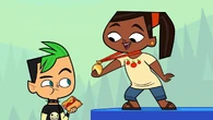 Leshawna shows Duncan the medals they won.