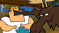 Owen getting punched by a moose.