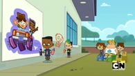 Lightning shows the kids his painting.