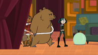 An intern prevents a bear from following Gwen to the studio.