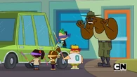 The kids think that Chef's car is a pinata and begin to hit it with their sticks.