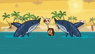 Courtney ends up in the ocean, surrounded by two sharks...