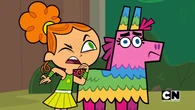 Izzy thinks that the pinata monster's breath reeks.