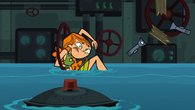 Izzy falls down in the submarine..