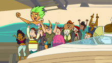 All of the contestants cheer when Cameron declares he'll  of them.
