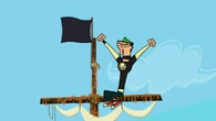 Duncan celebrates after winning the first part of the challenge.